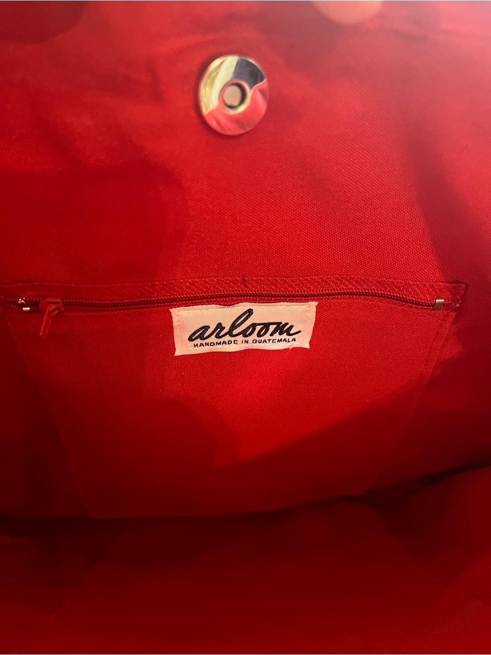 Arloom Handcrafted Red Woven Tote Bag with Leather Trim NWT - Picture 7 of 9